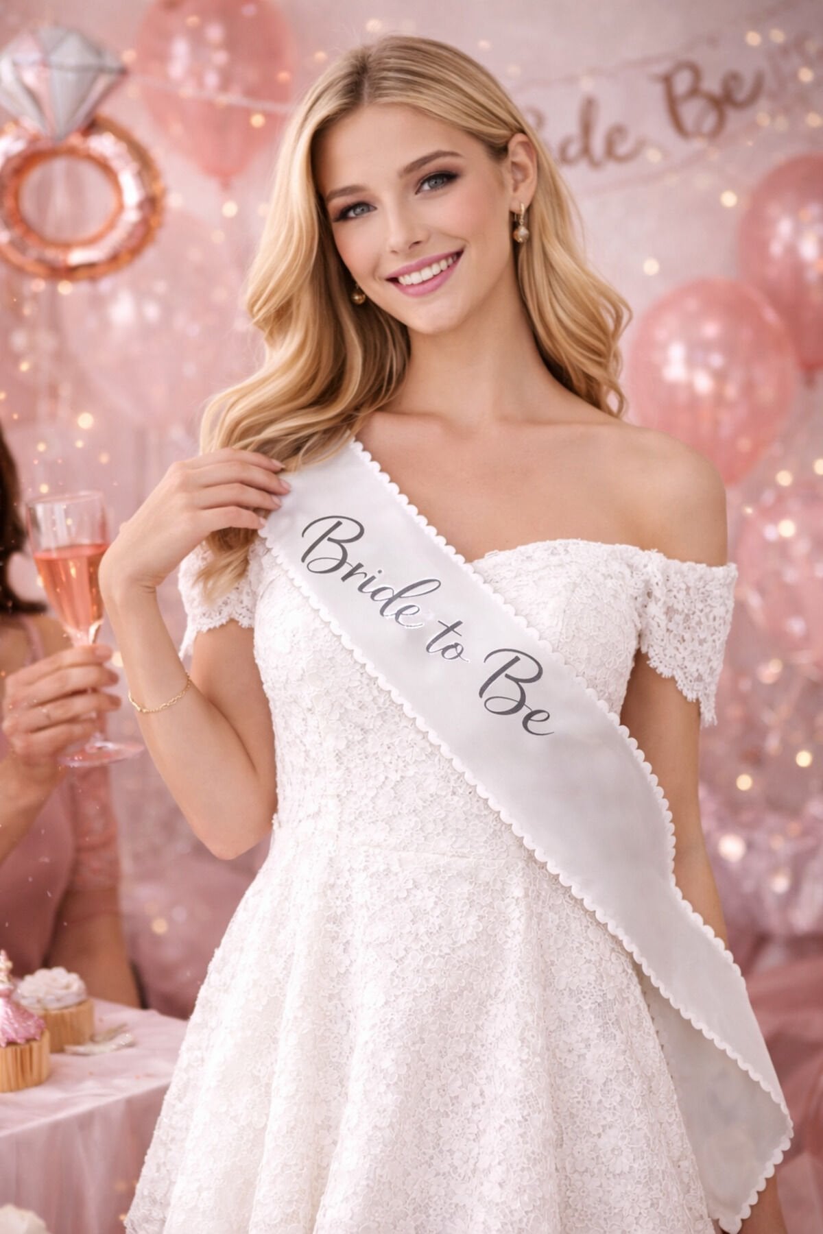 Parti Malzemesi Bride to be  Kuşak Beyaz Kuşak Gümüş Yazı