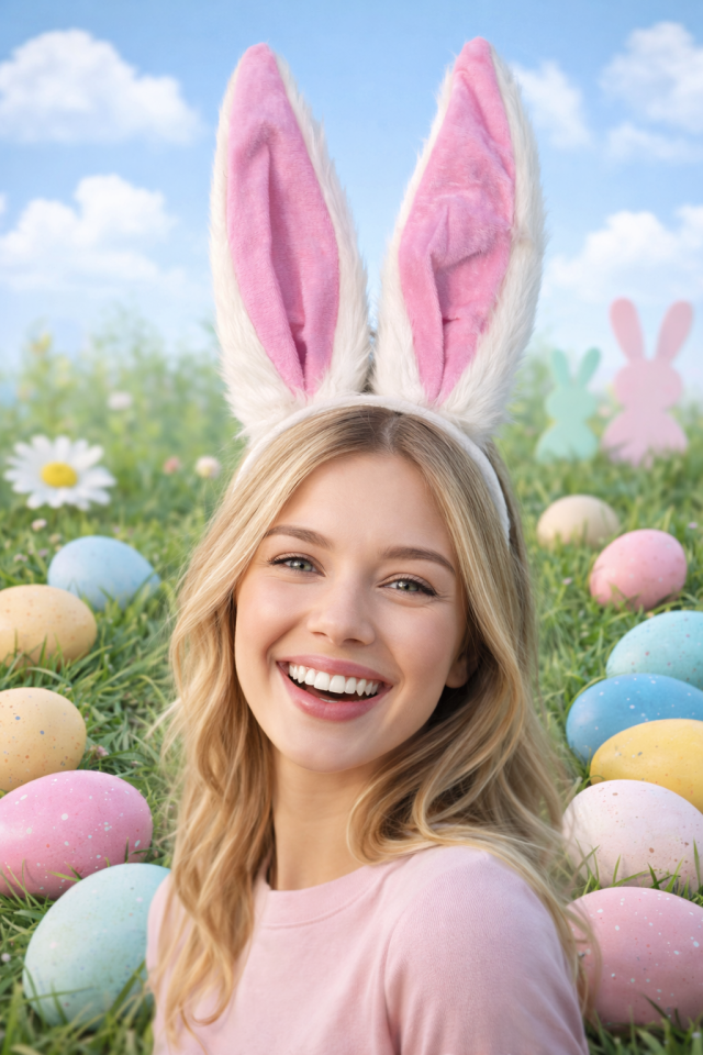 Tavşan Kulak Taç 27 cm Peluş  Bunny Kulak Parti Aksesuarı Pembe