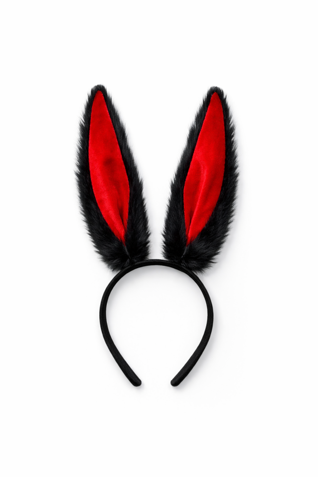 Tavşan Kulak Taç 27 cm Peluş  Bunny Kulak Parti Aksesuarı Siyah