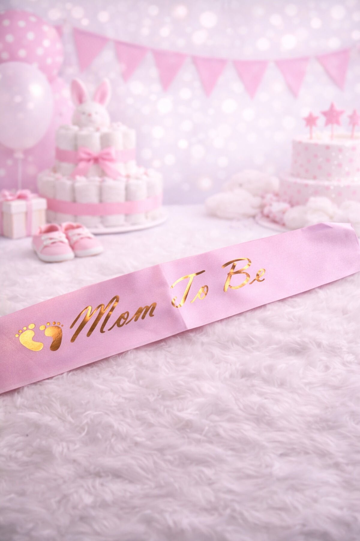 Parti Malzemesi Mom To Be Pembe Saten Kuşak – Baby Shower Anne Adayı Kuşağı 144x10 cm