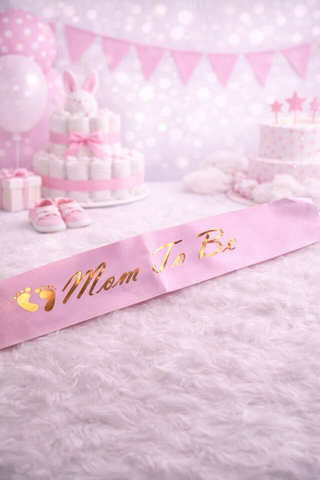 Parti Malzemesi Mom To Be Pembe Saten Kuşak – Baby Shower Anne Adayı Kuşağı 144x10 cm