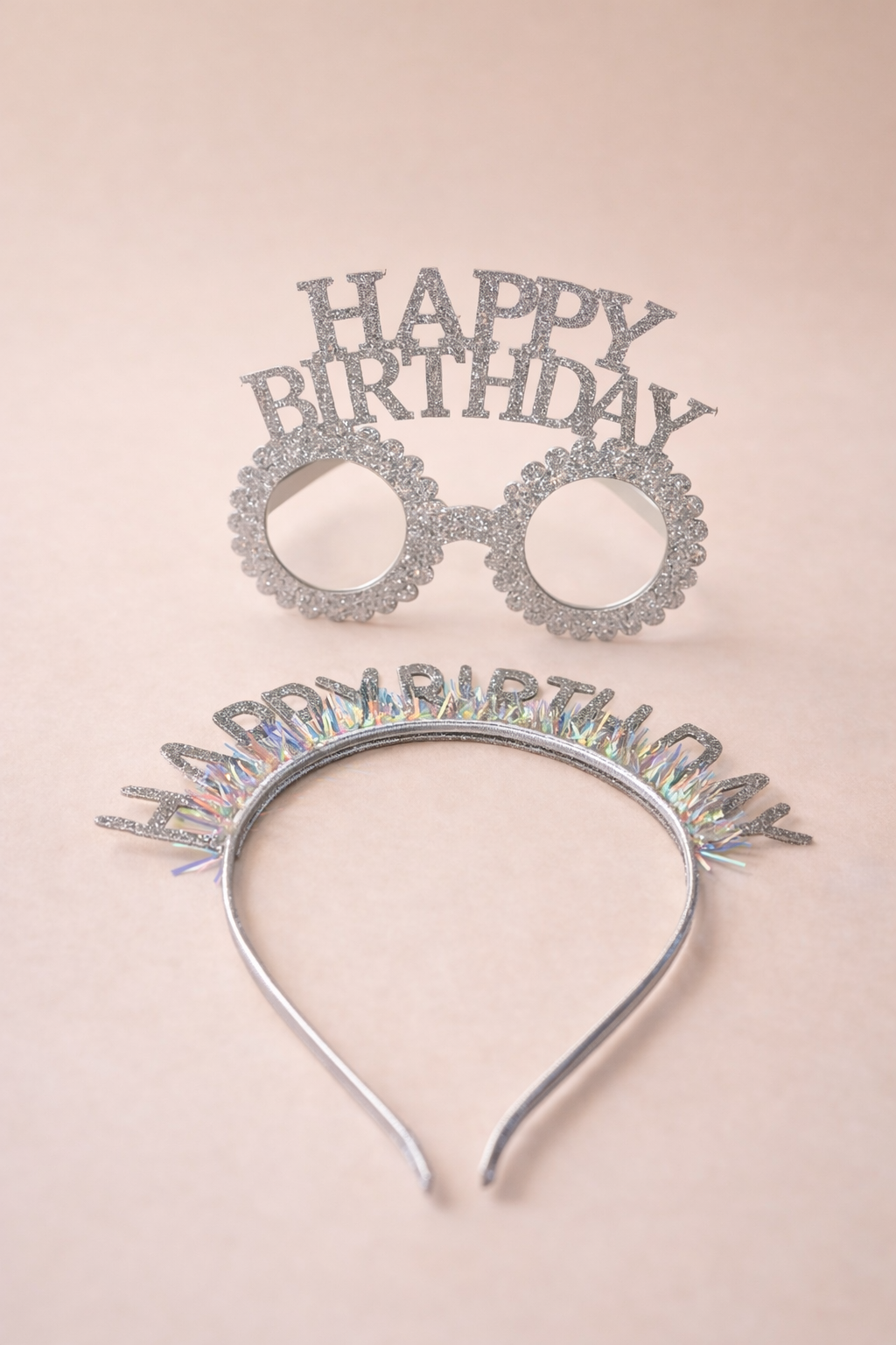 Happy Birthday Parti Seti Taç ve Camsız Parti Gözlüğü Doğum Günü Aksesuarı Gri