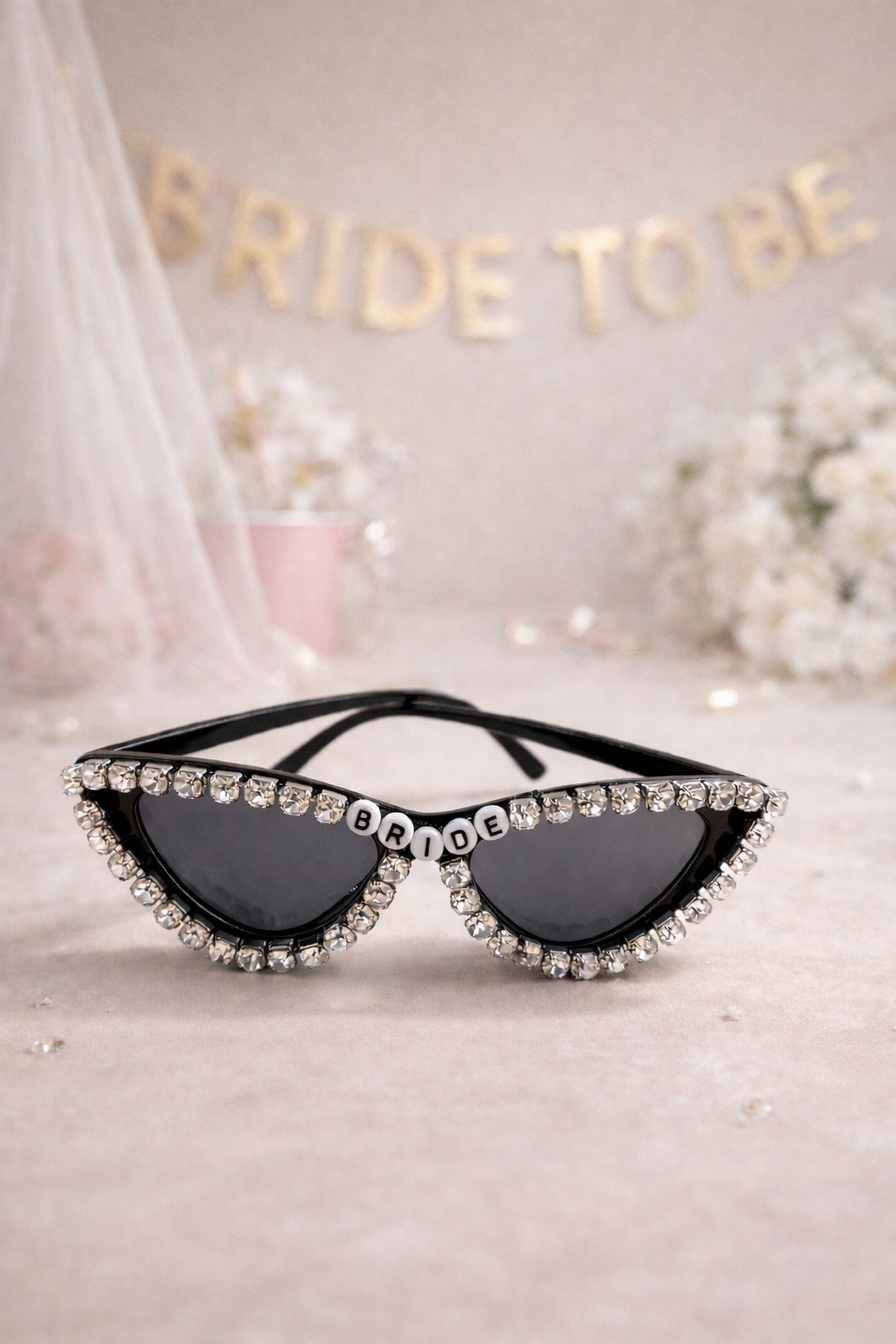 Bride Yazılı Taşlı Parti Gözlüğü Bekarlığa Veda Gelin Gözlük Beyaz