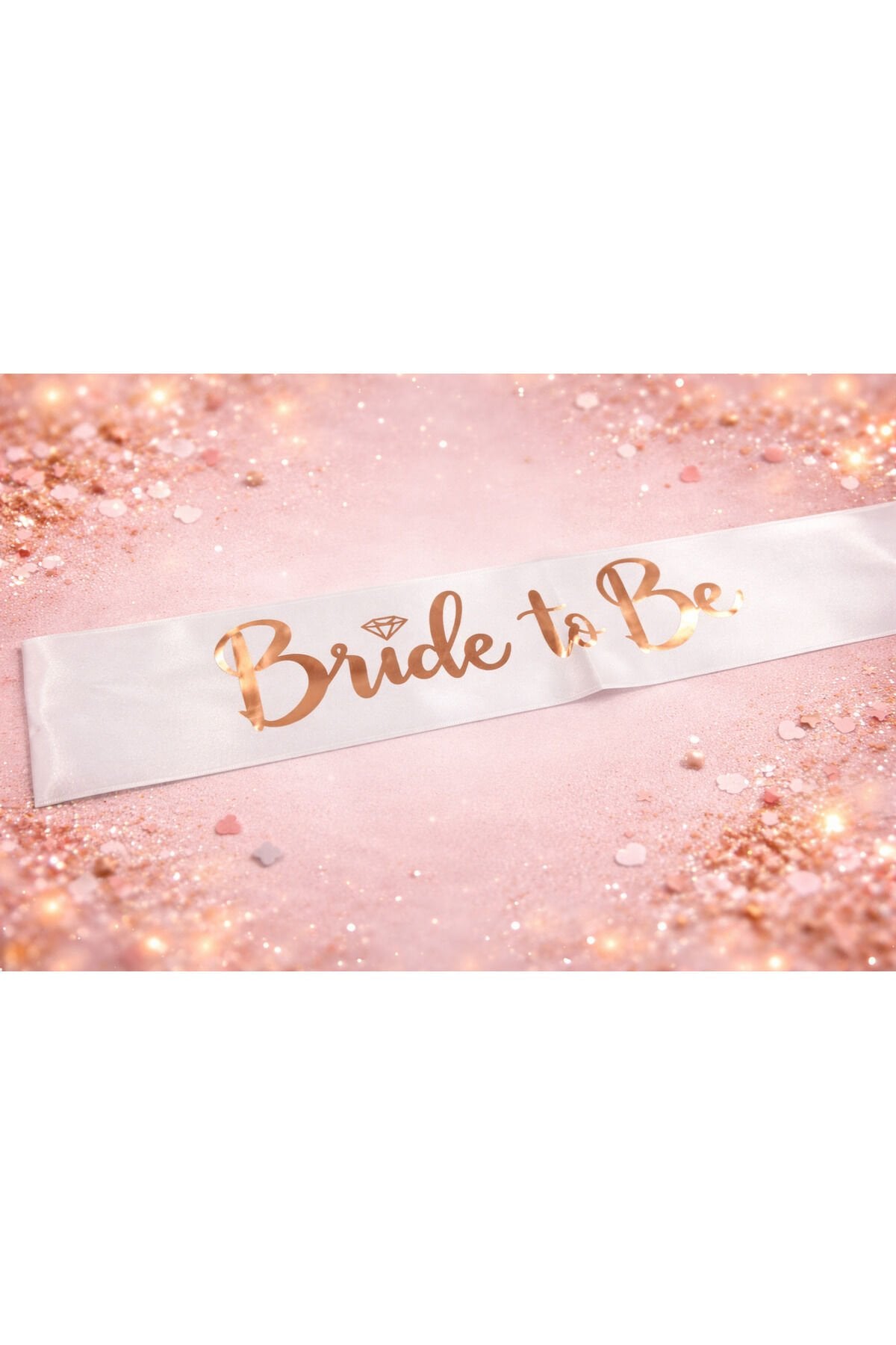Parti Malzemesi Bride To Be Kuşak Orjinal Beyaz Saten Rose Gold Yazı 144x10 cm