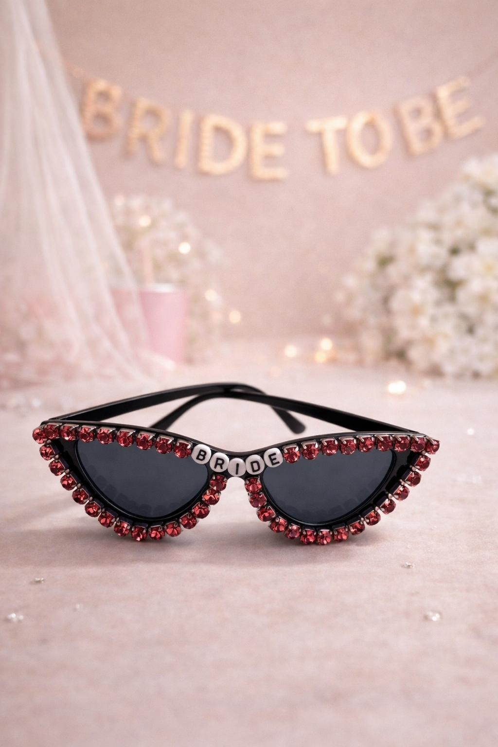 Bride Yazılı Taşlı Parti Gözlüğü Bekarlığa Veda Gelin Gözlük Fuşya