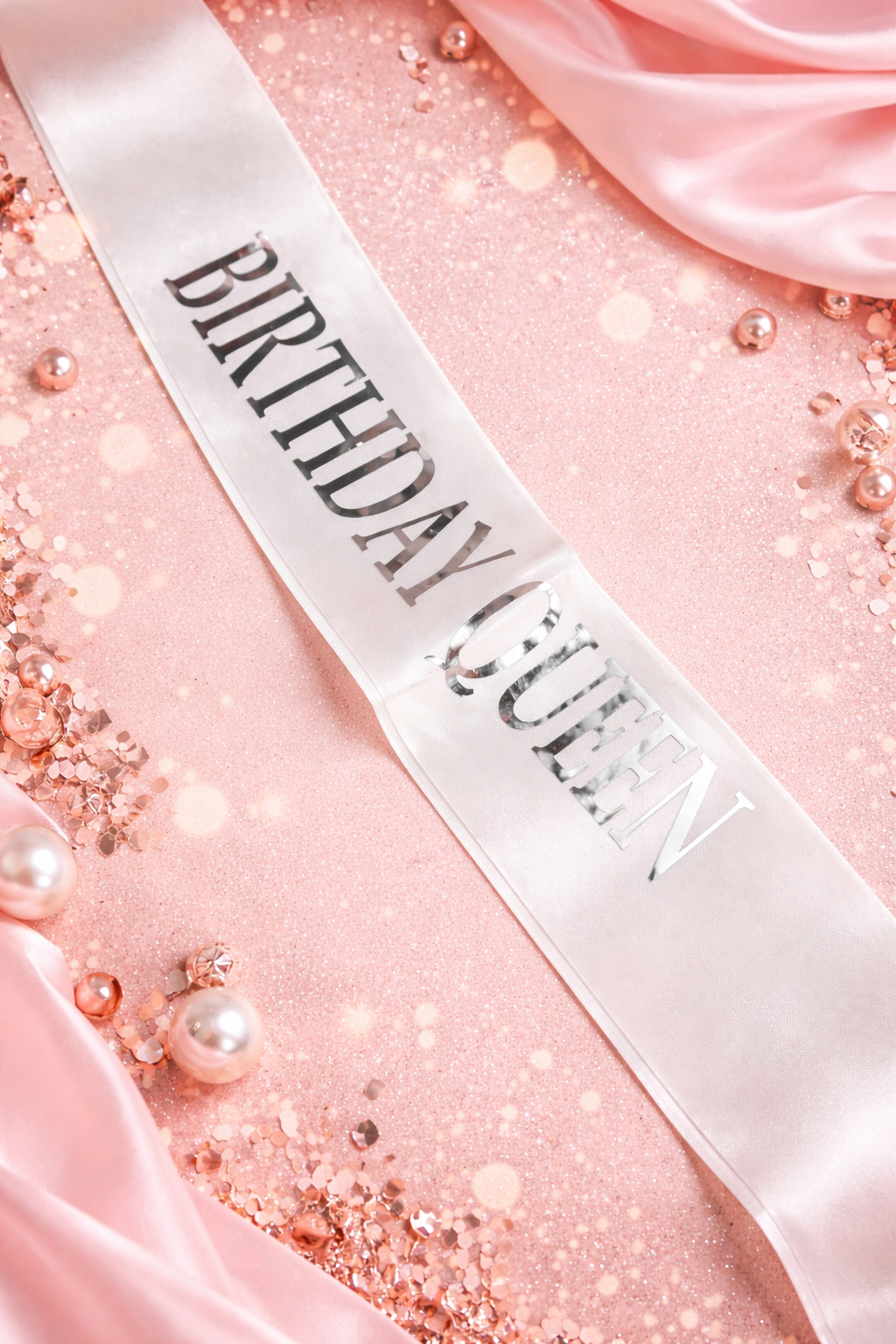 Birthday Queen Kuşak Altın Yazılı Beyaz Saten Doğum Günü Parti Kuşağı Bride To Be Bekarlığa Veda Aksesuarı Gümüş