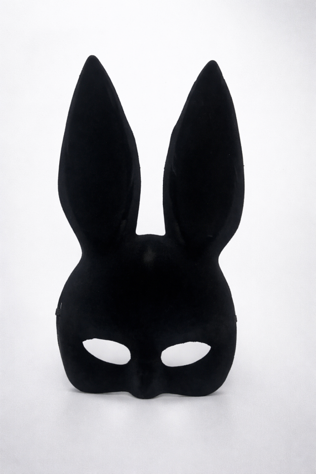 Parti Malzemesi Kadife Tavşan Maske Siyah 33.5 cm Yetişkin Parti Maskesi Bunny Kulaklı Maske