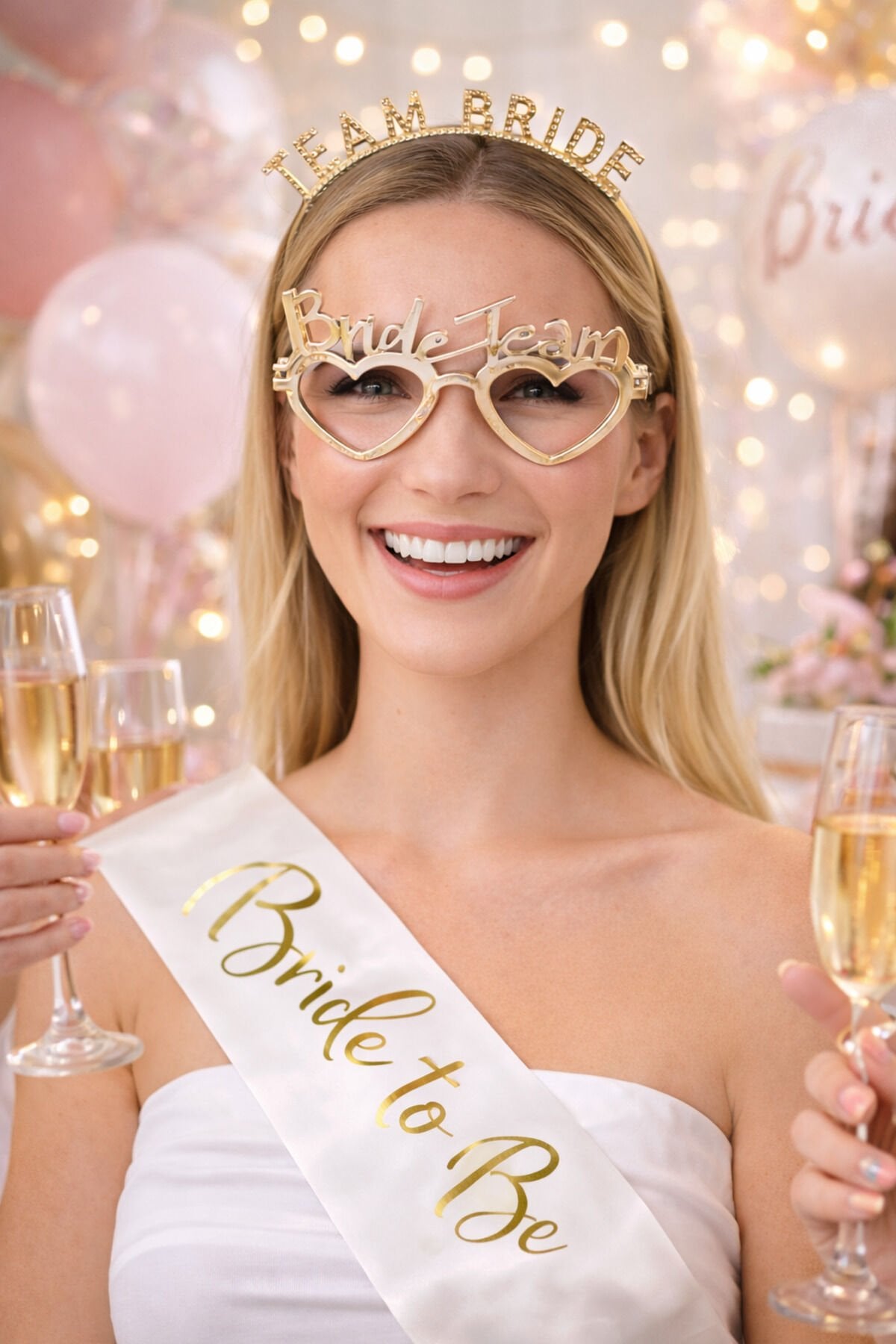 Bride To Be Seti Gold Yazılı Taç, Gözlük ve Saten Kuşak Bekarlığa Veda Parti Seti