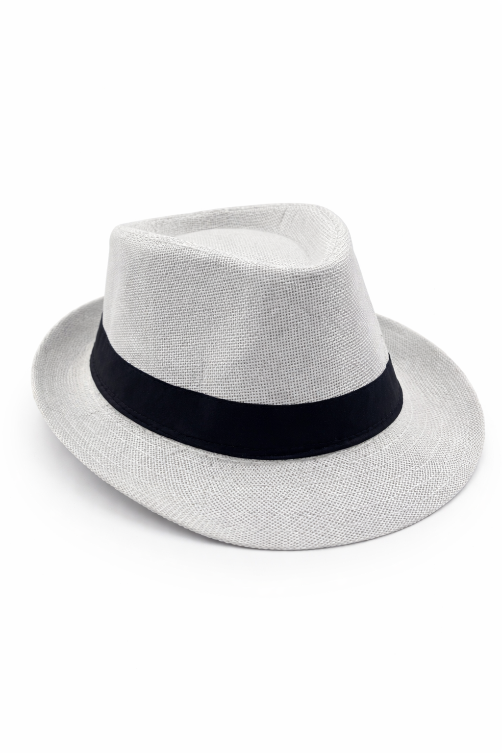 Beyaz Panama Şapka Siyah Bantlı Yetişkin Unisex Yazlık Parti Şapkası 20 cm İç Çap