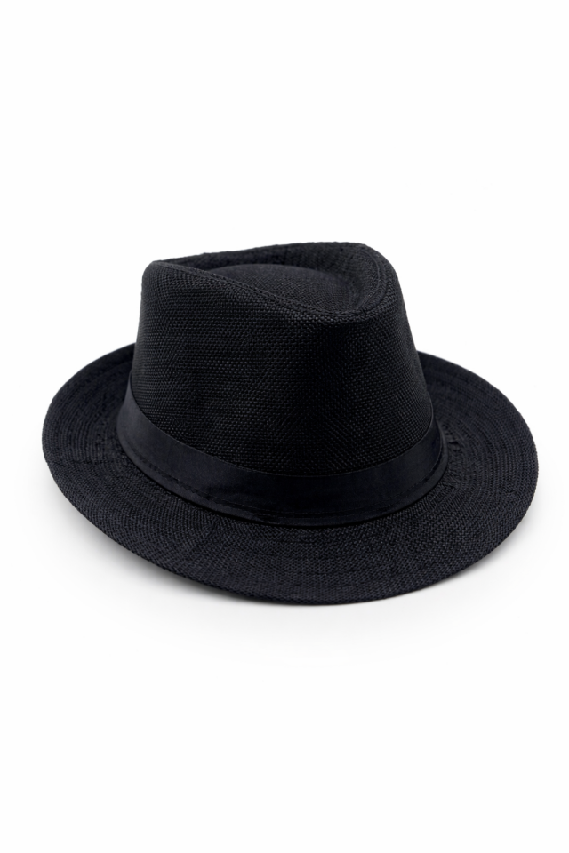 Parti Malzemesi Siyah Panama Şapka Yetişkin Unisex Yazlık Parti Şapkası 20 cm İç Çap