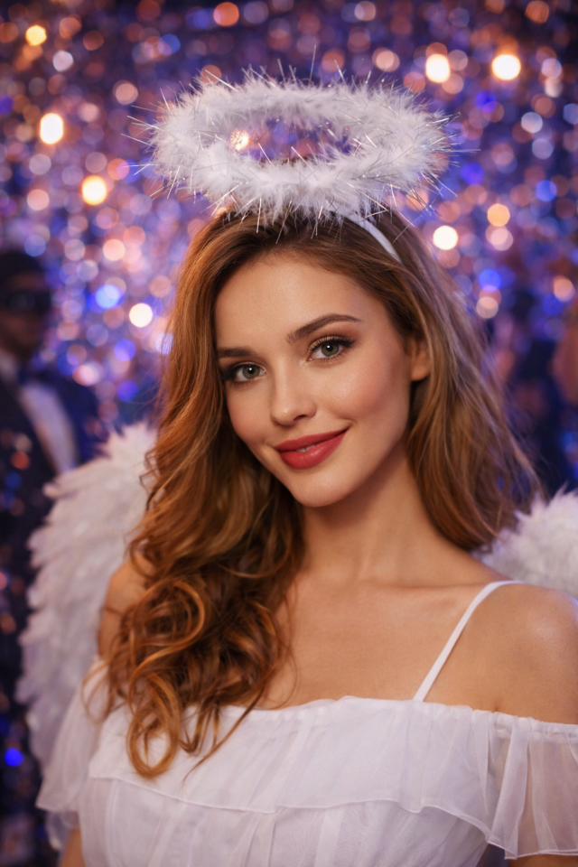 Beyaz Melek Taç Tüylü Halo Taç Parti Aksesuarı Kostüm Tacı Yetişkin