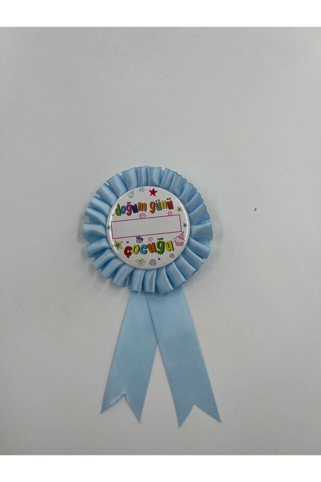 Parti Malzemesi İsim Yazılabilir Doğum Günü Çocuğu Rozeti Mavi Kurdeleli Erkek Parti Arması