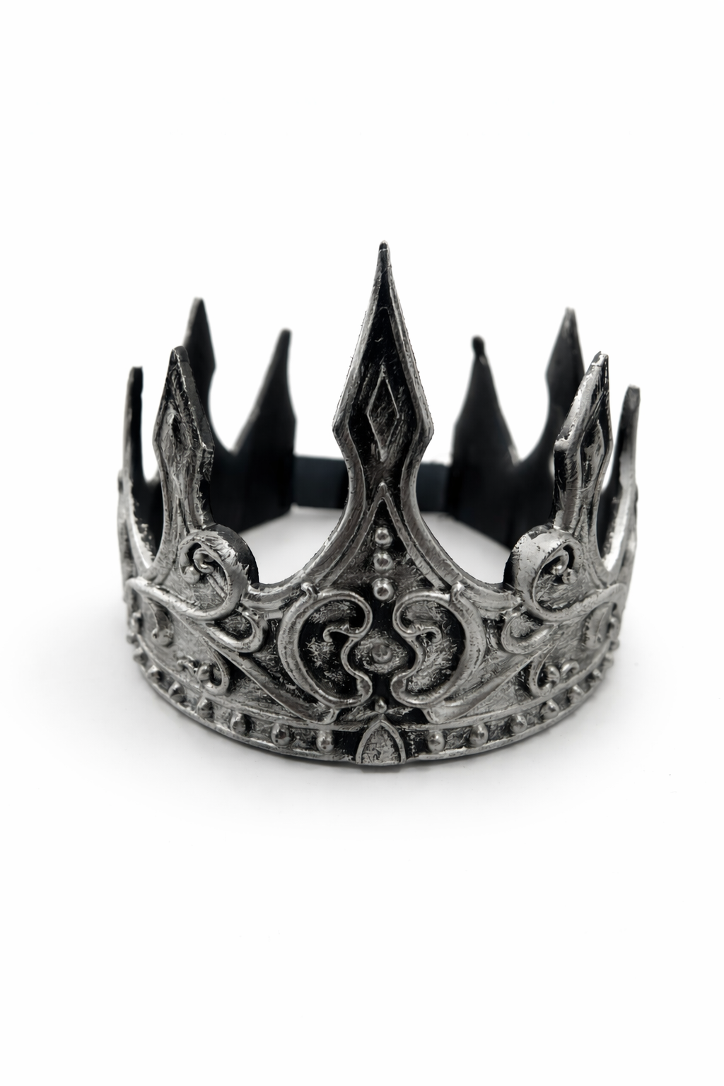 Kral Tacı Yetişkin Taç Orta Çağ Temalı Parti Tacı Doğum Günü Kostüm Aksesuarı Ayarlanabilir Gri