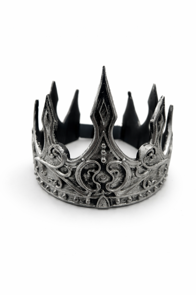 Kral Tacı Yetişkin Taç Orta Çağ Temalı Parti Tacı Doğum Günü Kostüm Aksesuarı Ayarlanabilir Gri