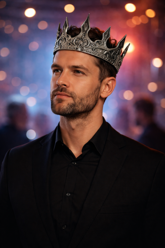 Kral Tacı Yetişkin Taç Orta Çağ Temalı Parti Tacı Doğum Günü Kostüm Aksesuarı Ayarlanabilir Gri