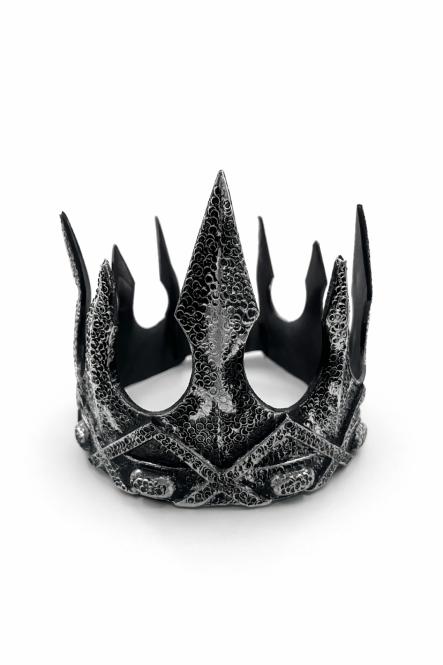 Erkek Kral Tacı Antik Renk Cırtlı Ayarlanabilir Taç 20 cm Parti Tacı Gümüş