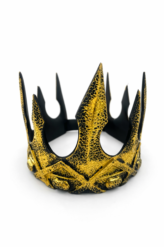 Erkek Kral Tacı Antik Renk Cırtlı Ayarlanabilir Taç 20 cm Parti Tacı Gold