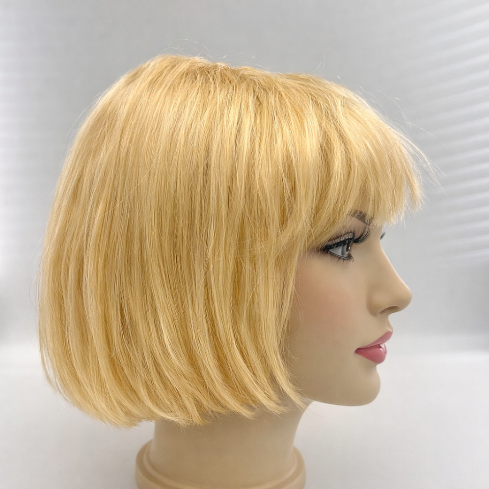Kısa Bob Peruk Düz Sentetik Saç – Kaküllü Kadın Parti Cosplay Günlük Kullanım Peruk Sarı