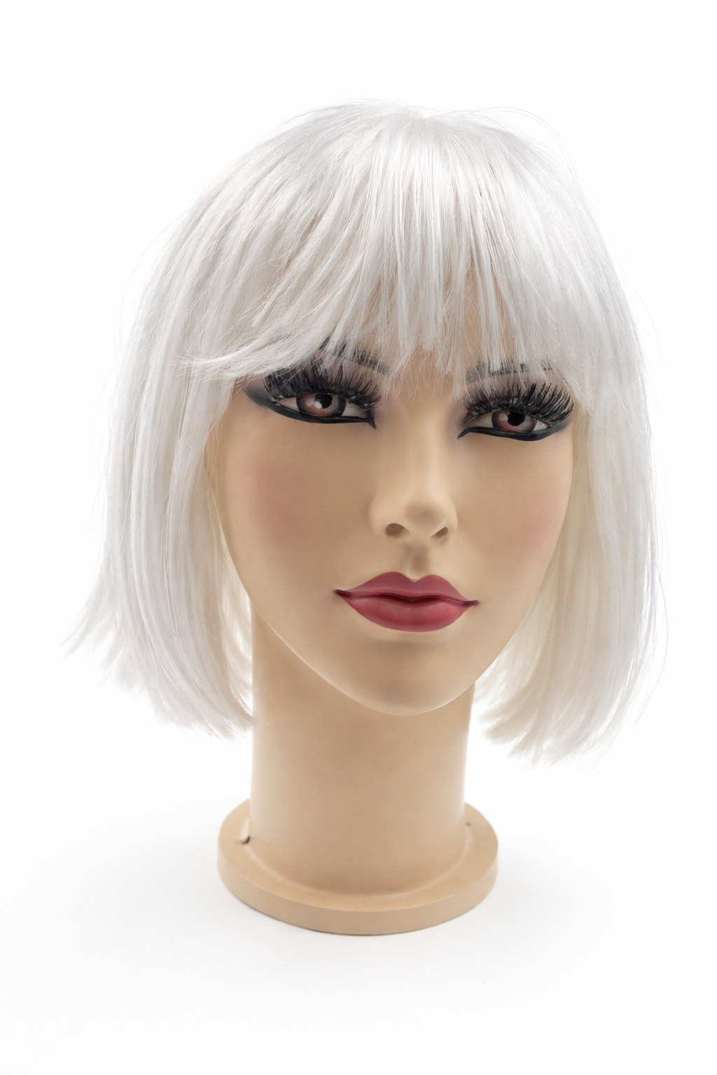 Kısa Bob Peruk Düz Sentetik Saç – Kaküllü Kadın Parti Cosplay Günlük Kullanım Peruk Beyaz