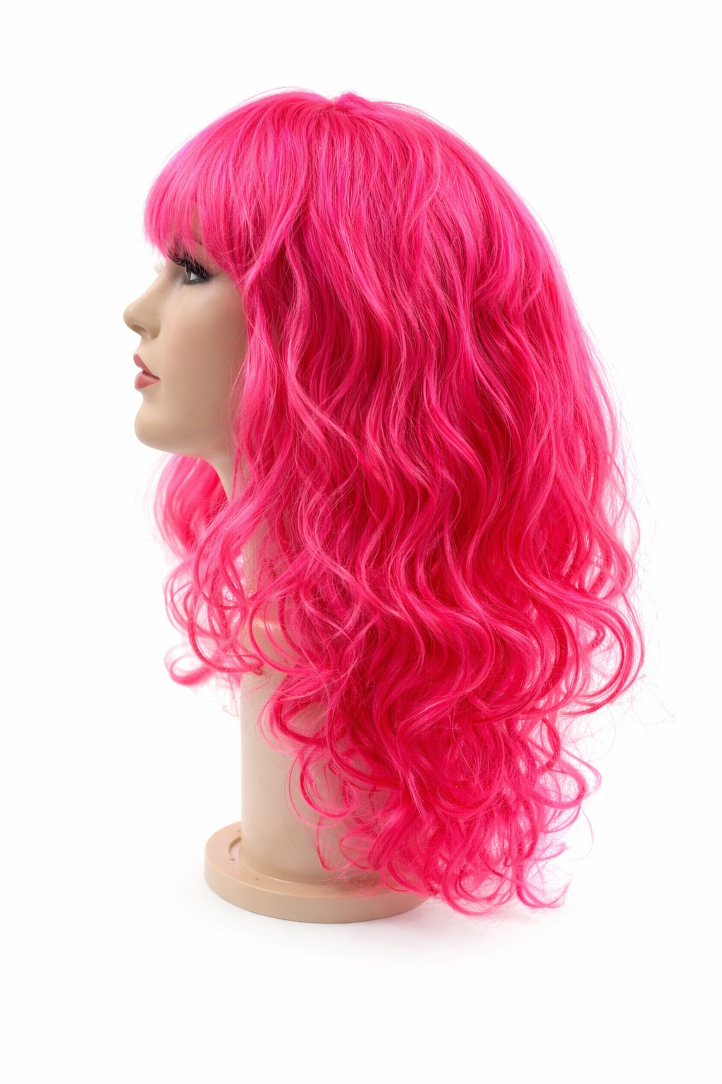 Dalgalı Peruk Uzun Sentetik Kadın Peruk Parti Cosplay Kostüm Peruğu 50 cm Pembe