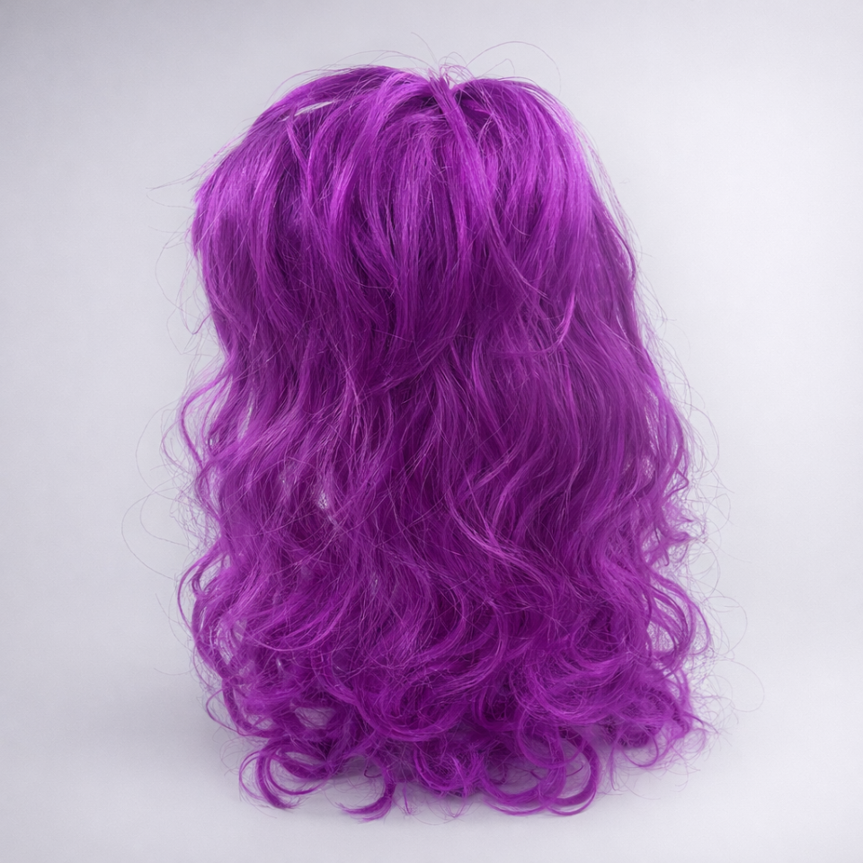 Dalgalı Peruk Uzun Sentetik Kadın Peruk Parti Cosplay Kostüm Peruğu 50 cm Mor