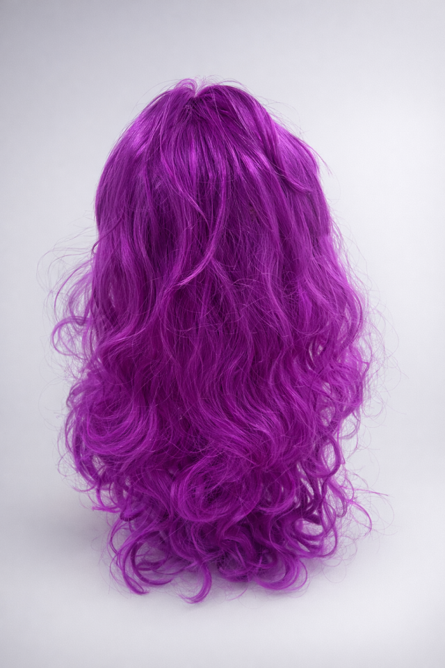 Dalgalı Peruk Uzun Sentetik Kadın Peruk Parti Cosplay Kostüm Peruğu 50 cm Mor