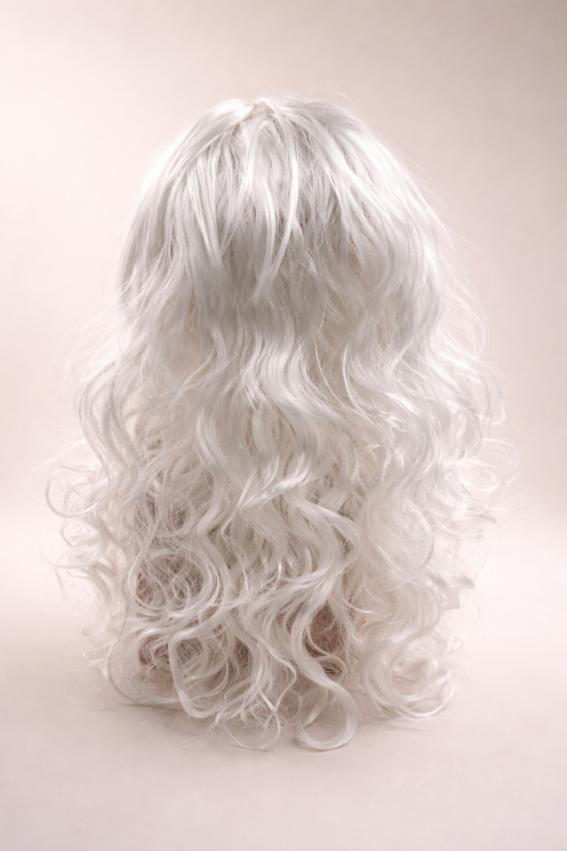 Dalgalı Peruk Uzun Sentetik Kadın Peruk Parti Cosplay Kostüm Peruğu 50 cm Beyaz