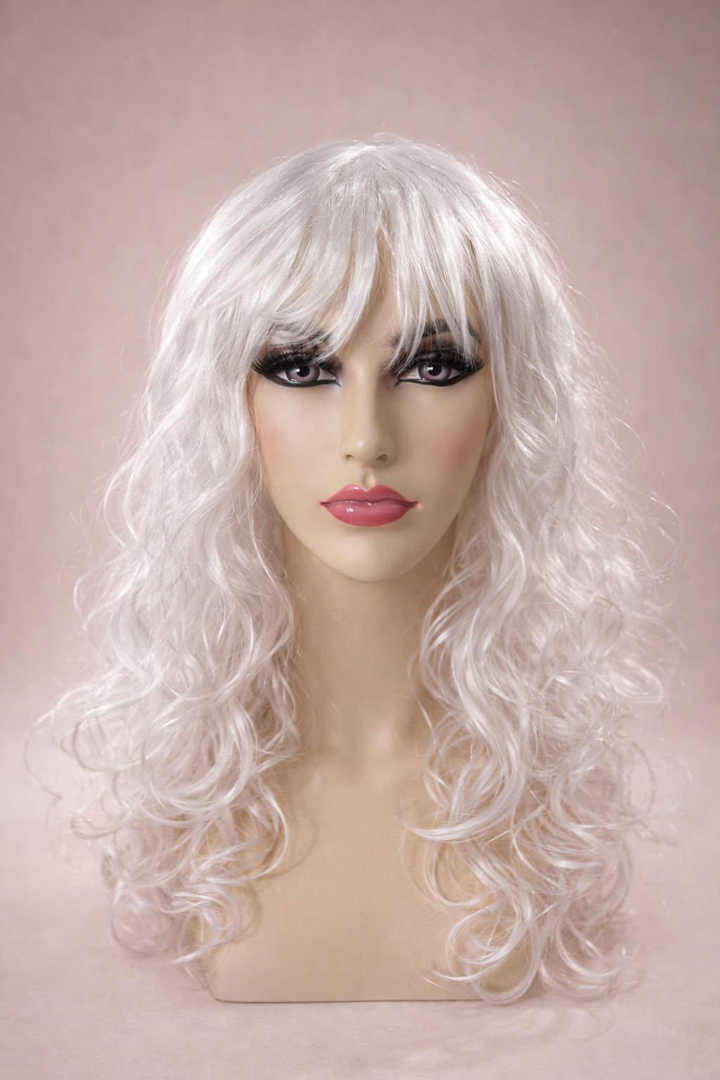 Dalgalı Peruk Uzun Sentetik Kadın Peruk Parti Cosplay Kostüm Peruğu 50 cm Beyaz