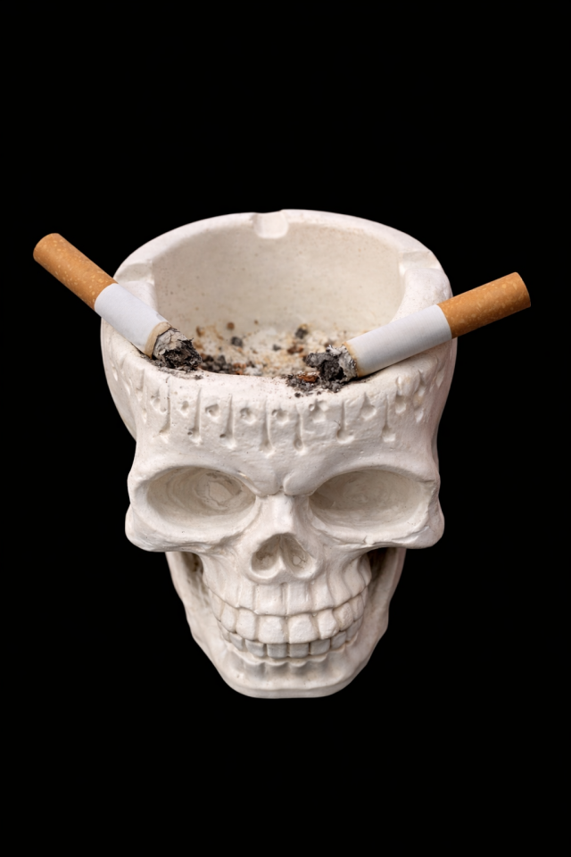 Kuru Kafa Kül Tablası Dekoratif Halloween Temalı Skull Tasarım Kül Tabağı 8.5 Cm