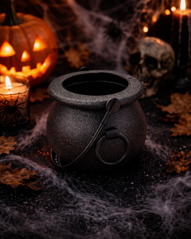 Parti Malzemesi  Cadı Kazanı Dekoratif Kova Halloween Parti Aksesuarı Plastik 12 Cm