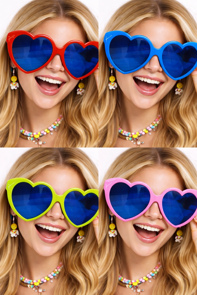 Dev Boy Kalp Gözlük 6’lı Set Renkli Parti Gözlüğü Büyük Boy Kalp Şekilli Gözlük