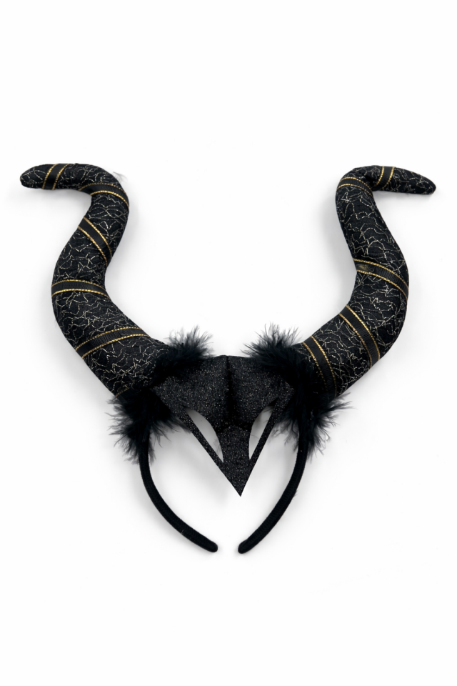 Siyah Boynuz Taç 20 cm Halloween Malefiz Tacı Cadı Şeytan Parti Aksesuarı