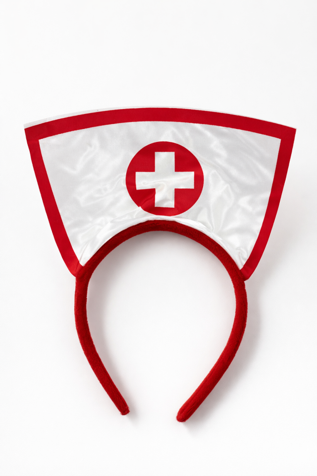 Hemşire Tacı Taç Kırmızı Beyaz Hemşire Şapkası Parti Tacı Kostüm Aksesuarı