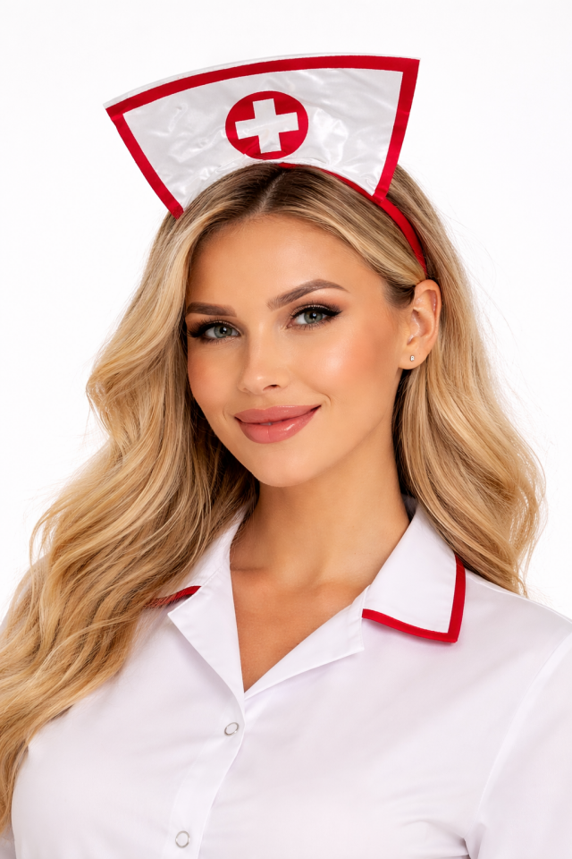 Hemşire Tacı Taç Kırmızı Beyaz Hemşire Şapkası Parti Tacı Kostüm Aksesuarı