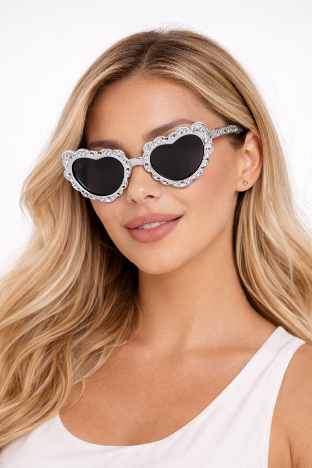 Kalp Şekilli Parti Gözlüğü Taşlı Eğlenceli Gözlük Happy Doğum Günü Bride Bekarlığa Veda Gümüş