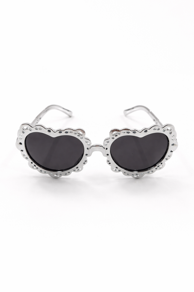 Kalp Şekilli Parti Gözlüğü Taşlı Eğlenceli Gözlük Happy Doğum Günü Bride Bekarlığa Veda Gümüş