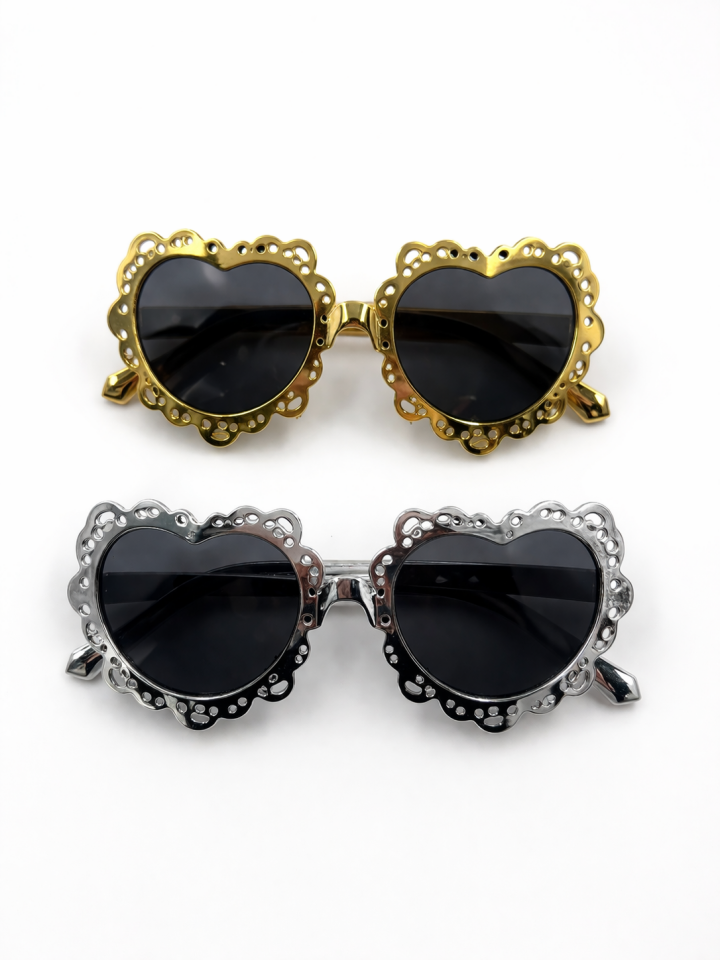 Kalp Şekilli Parti Gözlüğü Taşlı Eğlenceli Gözlük Happy Doğum Günü Bride Bekarlığa Veda Gümüş Gold 2 li Set