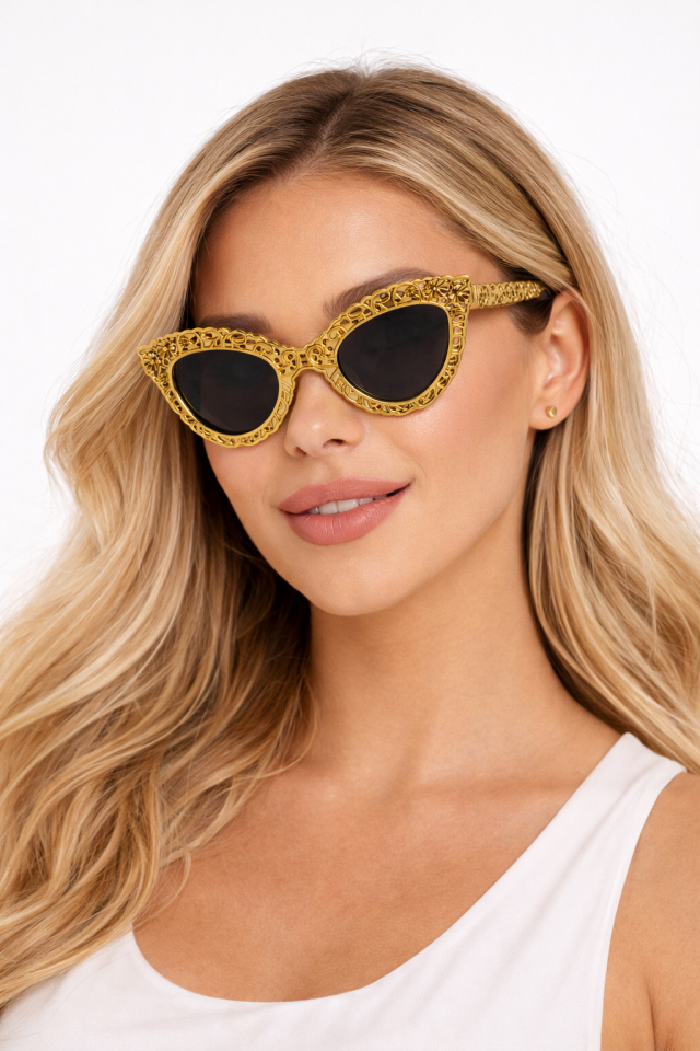 Cat Eye Şekilli Parti Gözlüğü Gold Silver Taşlı Happy Doğum Günü Bride Bekarlığa Veda Gözlük Gold