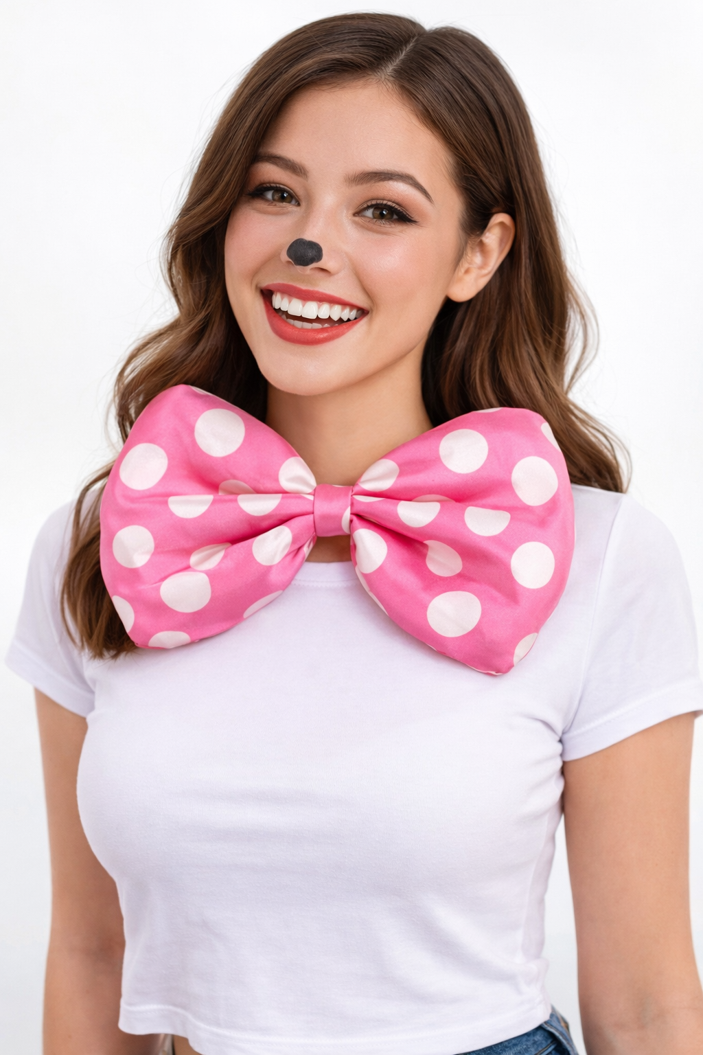 Parti Malzemesi  Puantiyeli Dev Parti Papyonu Boyun Aksesuarı Minnie Konsept Büyük Boy Papyon Pembe