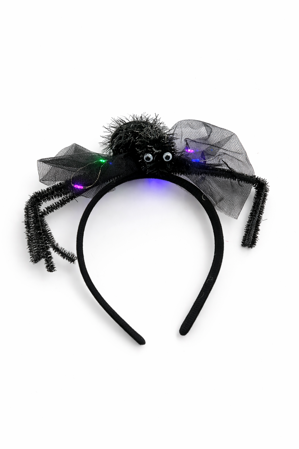 Parti Malzemesi LED Işıklı Örümcek Taç Cadılar Bayramı Halloween Saç Bandı Kostüm Aksesuarı Siyah