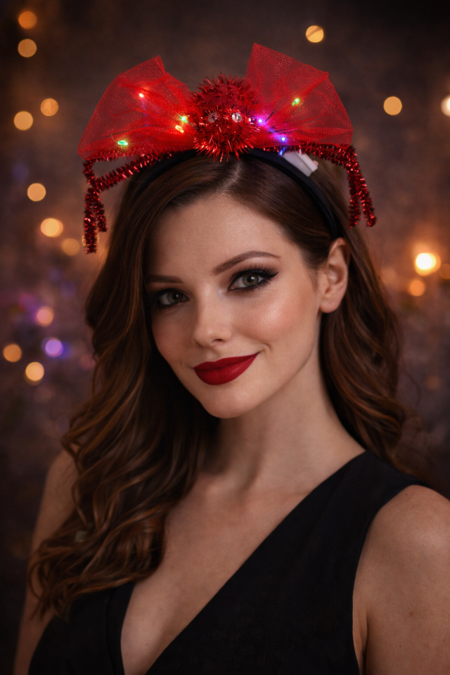 Parti Malzemesi LED Işıklı Örümcek Taç Cadılar Bayramı Halloween Saç Bandı Kostüm Aksesuarı Kırmızı