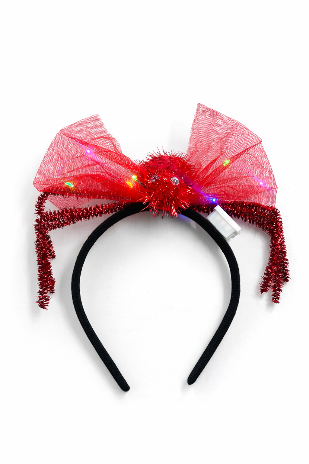 Parti Malzemesi LED Işıklı Örümcek Taç Cadılar Bayramı Halloween Saç Bandı Kostüm Aksesuarı Kırmızı