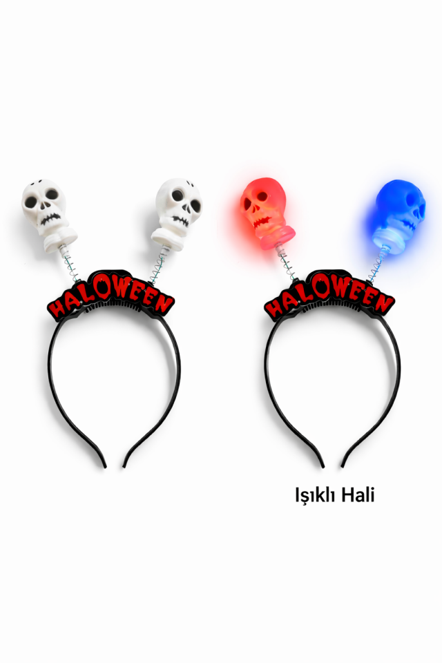 Parti Malzemeleri Halloween Işıklı Kuru Kafa Taç Ledli Kafa Bandı Parti Aksesuarı pp-611