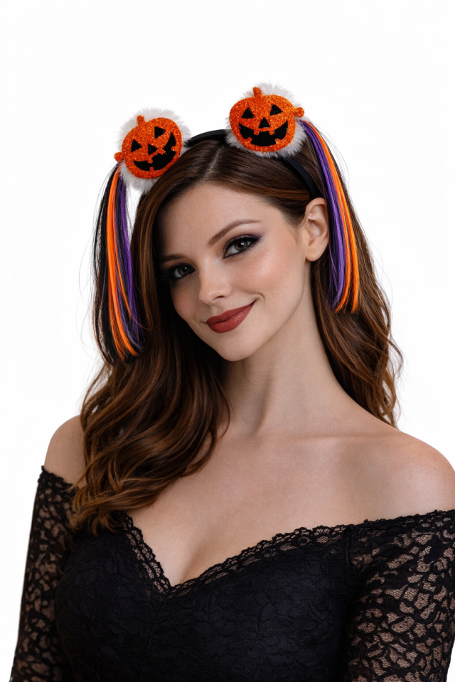 Parti Malzemesi Halloween Taç Saçlı Siyah Turuncu Mor Parti Tacı Cadılar Bayramı Aksesuarı kabak