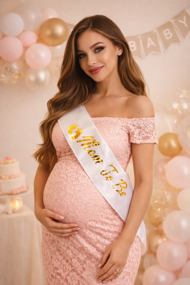 Parti Malzemesi Mom To Be Kuşak Beyaz Saten Baby Shower Anne Adayı Kuşağı 114x10 cm Gold Yazı