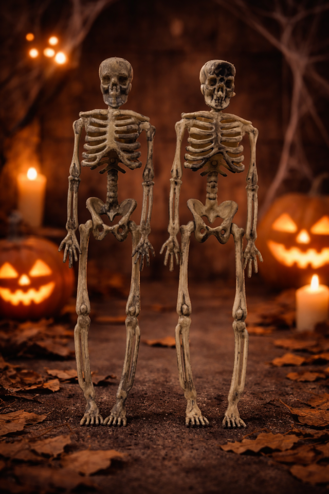 Parti Malzemesi 2’li Mini İskelet Dekor 17 cm – Halloween Cadılar Bayramı Süs, Masa & Vitrin Dekoru so-129