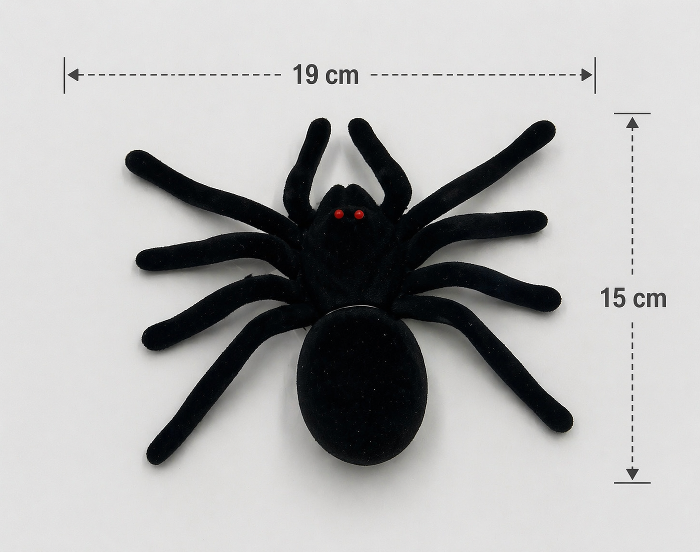 Parti Malzemesi Peluş Siyah Örümcek 19x15 cm Kırmızı Gözlü Halloween Dekor Süs Korku Oyuncak