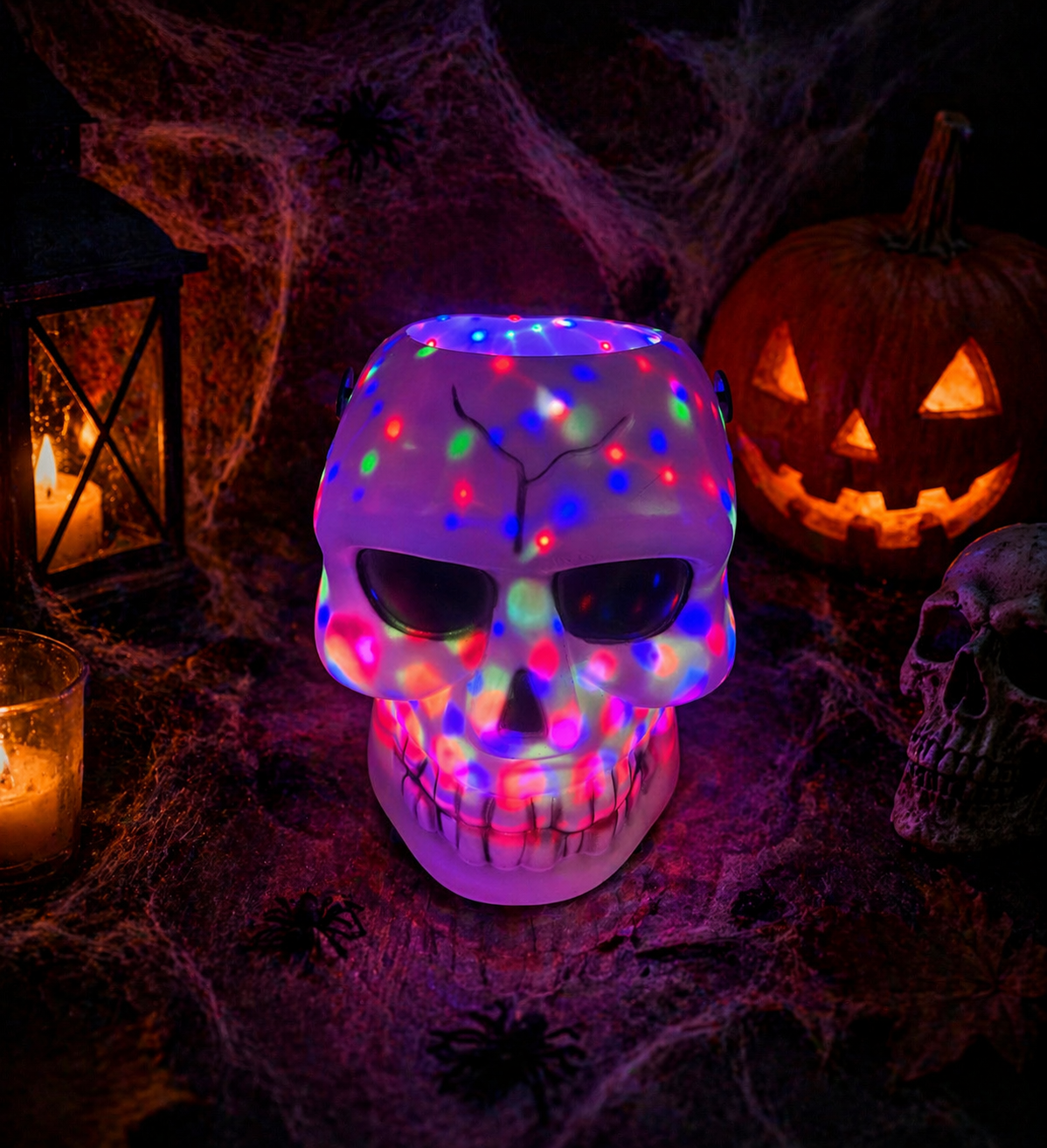 Parti Malzemesi LED Işıklı Sesli Kurukafa Kafatası Halloween Dekor Pilli Işıklı Skull Korku Süsü Parti Aksesuarı
