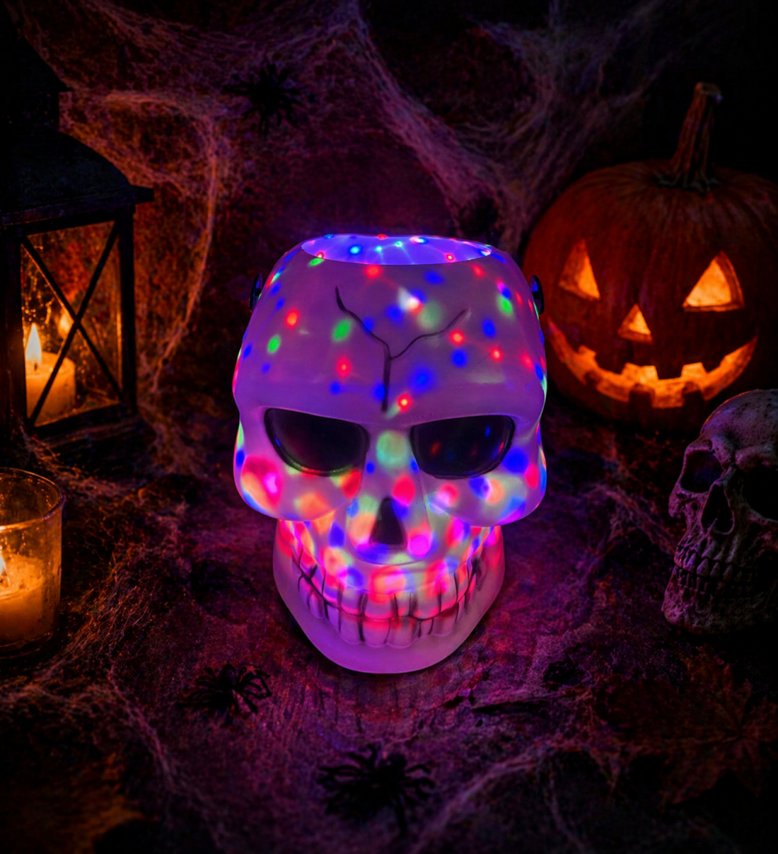 Parti Malzemesi LED Işıklı Sesli Kafatası Halloween Dekor Pilli Işıklı Skull Korku Süsü Parti Aksesuarı