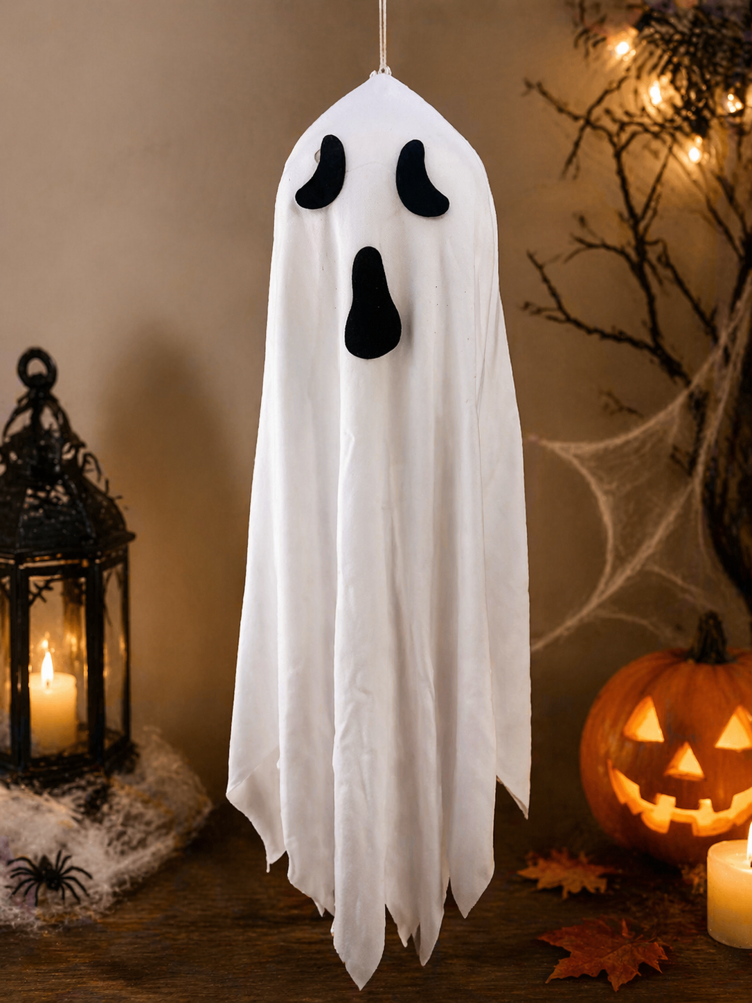 Halloween LED Işıklı Hayalet Süs 47 cm Asma Dekor Cadılar Bayramı Hayalet Dekoru